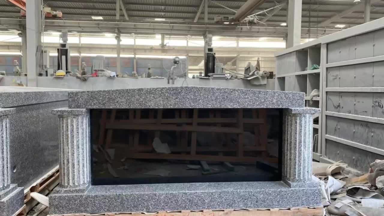 Cheapest Stin Grey Granite Pitched Roof Double Mausoleum