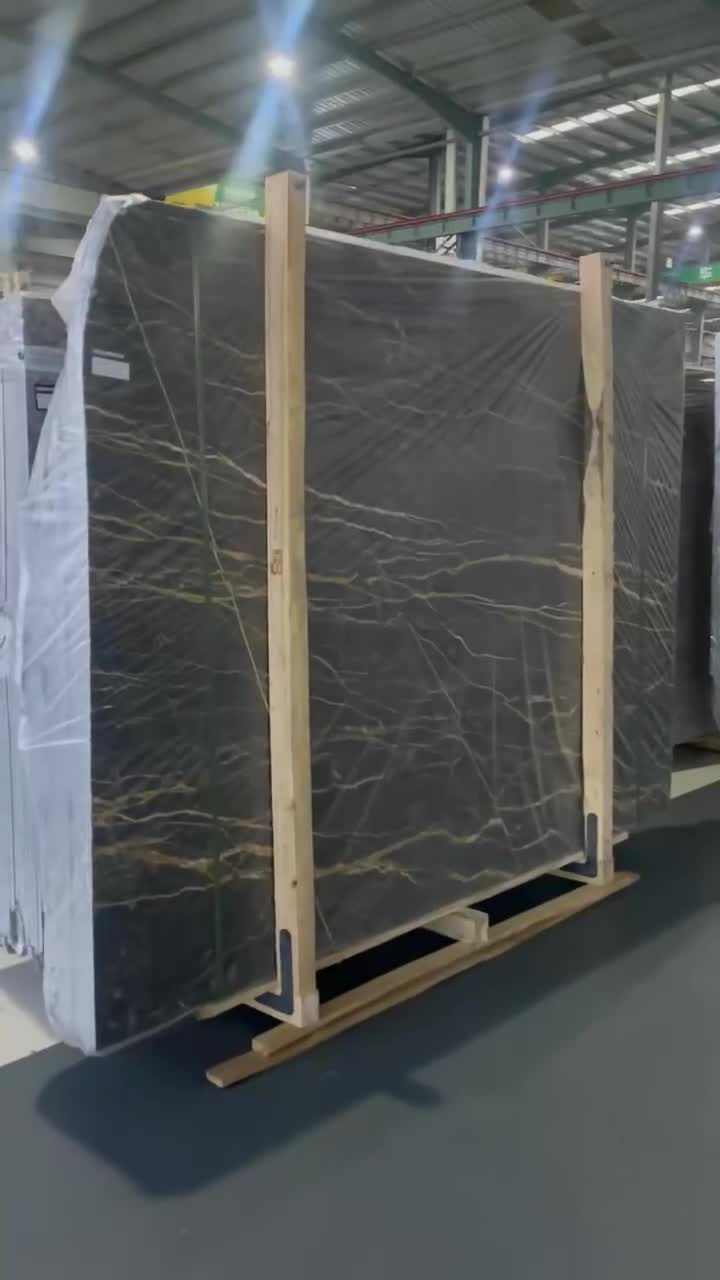 Port Saint Laurent Marble Slabs Nero Portoro Brown Stone