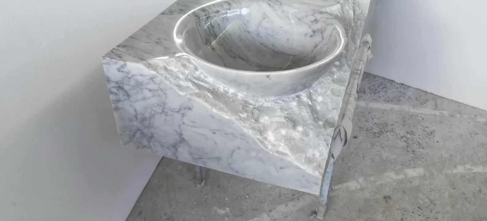 Solid Milas Lilac Marble Round Pedestal Wash Basin For Bathroom