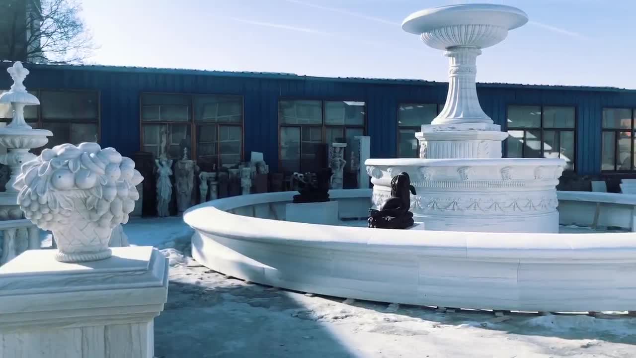 White Marble Garden Fountain Custom Made Landscapes