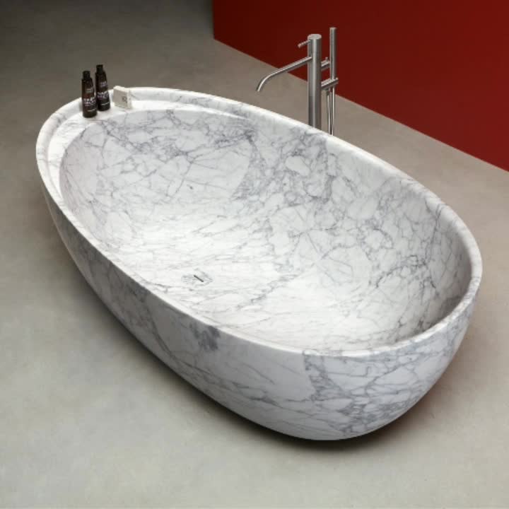 Freestanding Natural White Marble Bathtub