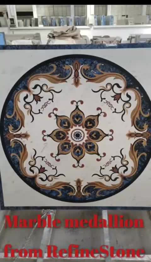 Waterjet Absolute Black And Beige Granite Pattern Medallion