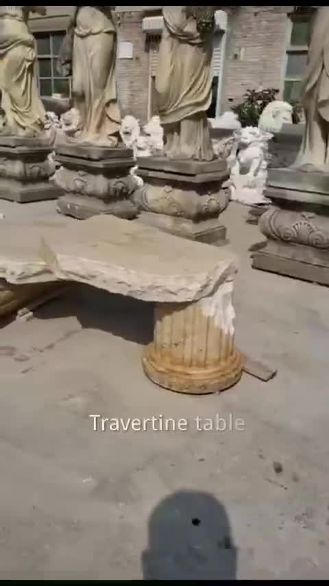 Wholesale Chinese Beige Travertine Stone Table Set