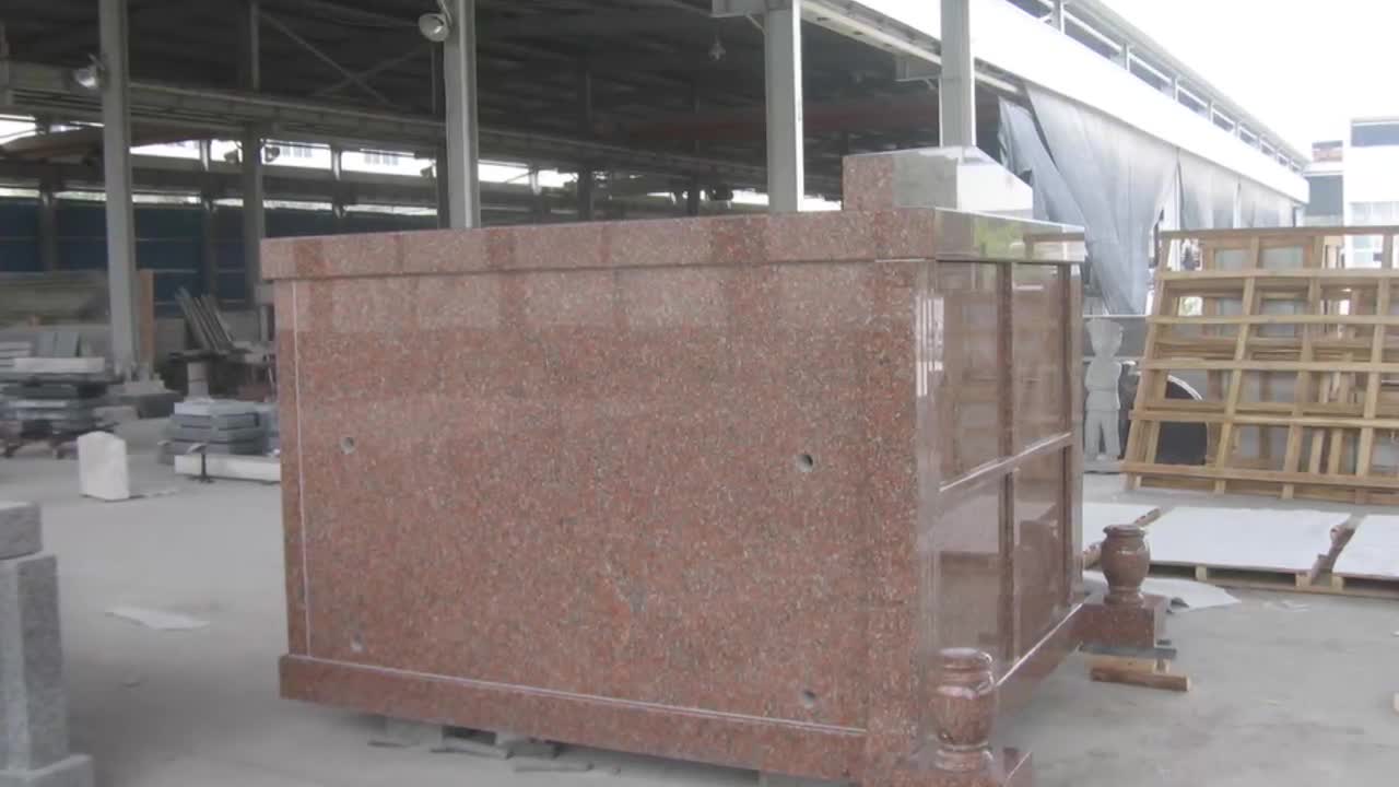 EM4001 Cheapest China Maple Red Granite 4 Crypt Mausoleum