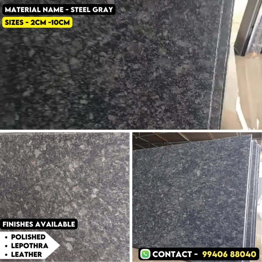 Steel Grey Granite Slabs From South India