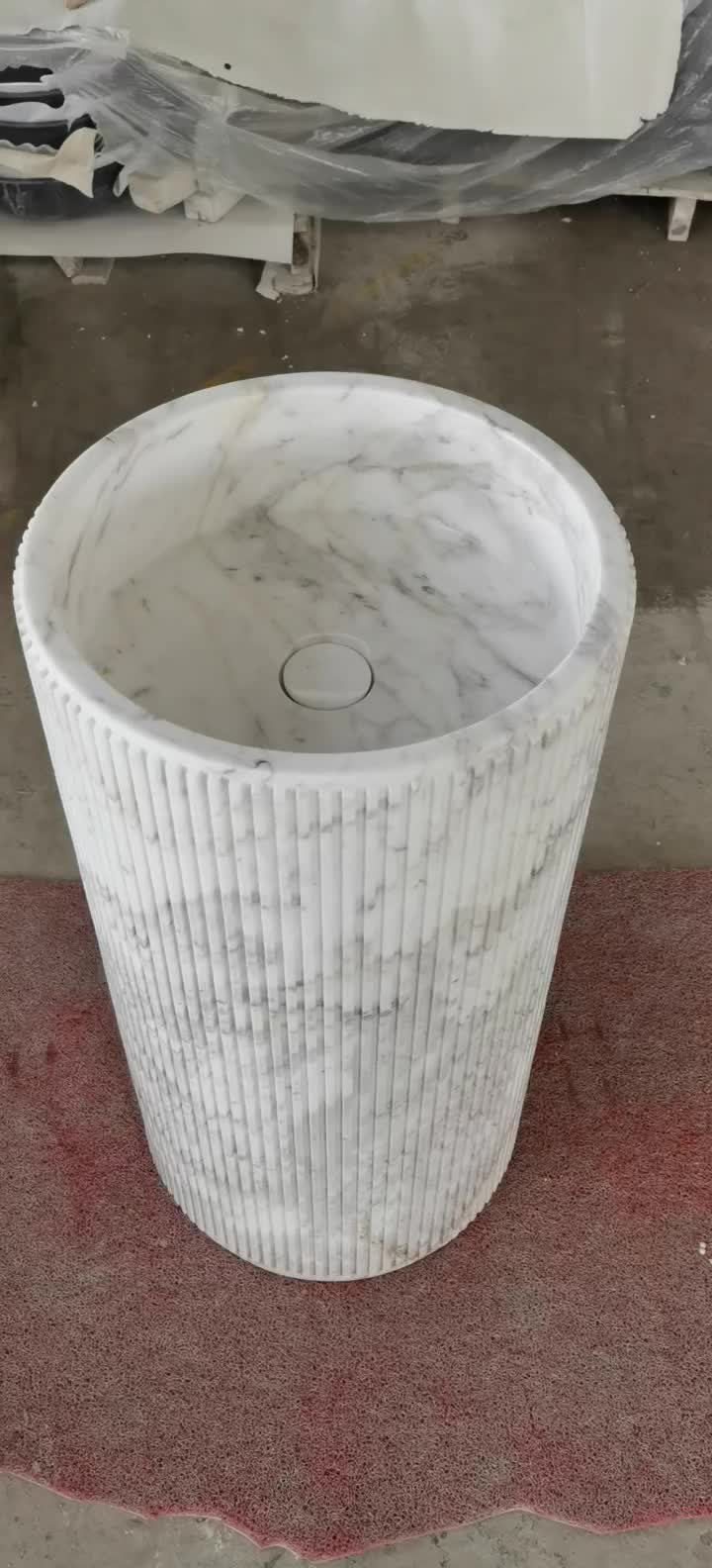 Marble Lilac Milas Pedestal Round Wash Basin With Faucet