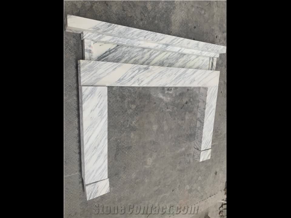 Modern Brown Marble Indoor Fireplace
