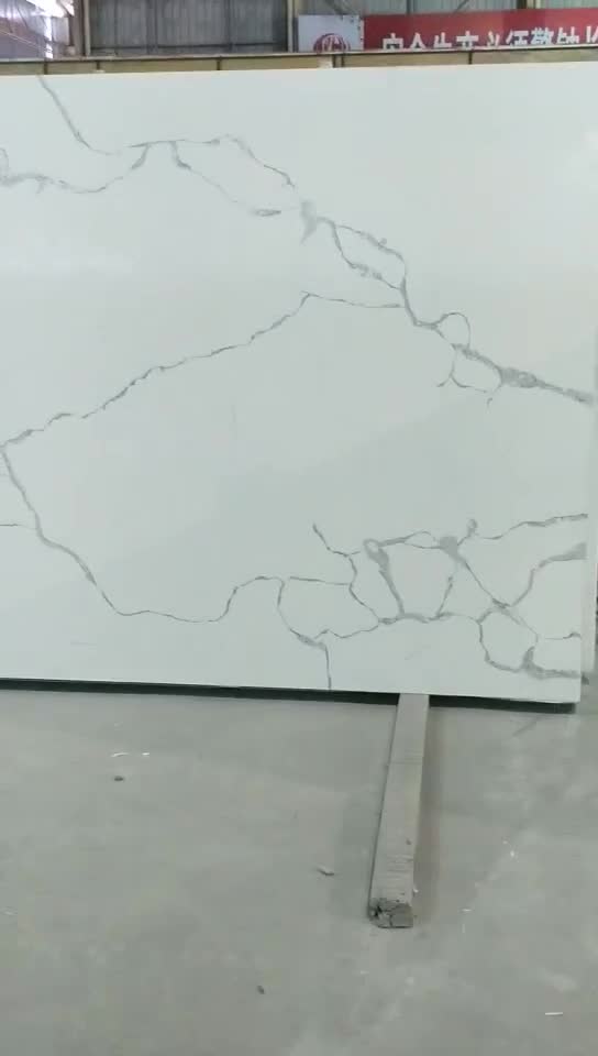 Engineered White Calacatta Quartz Stone Slab