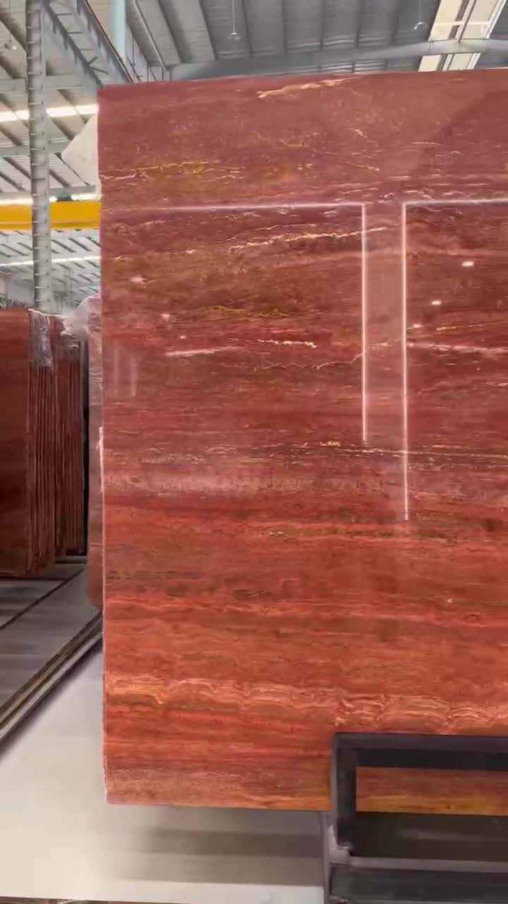 Iran Red Travertine Tiles Azarshahr Persia Rosso Big Slab
