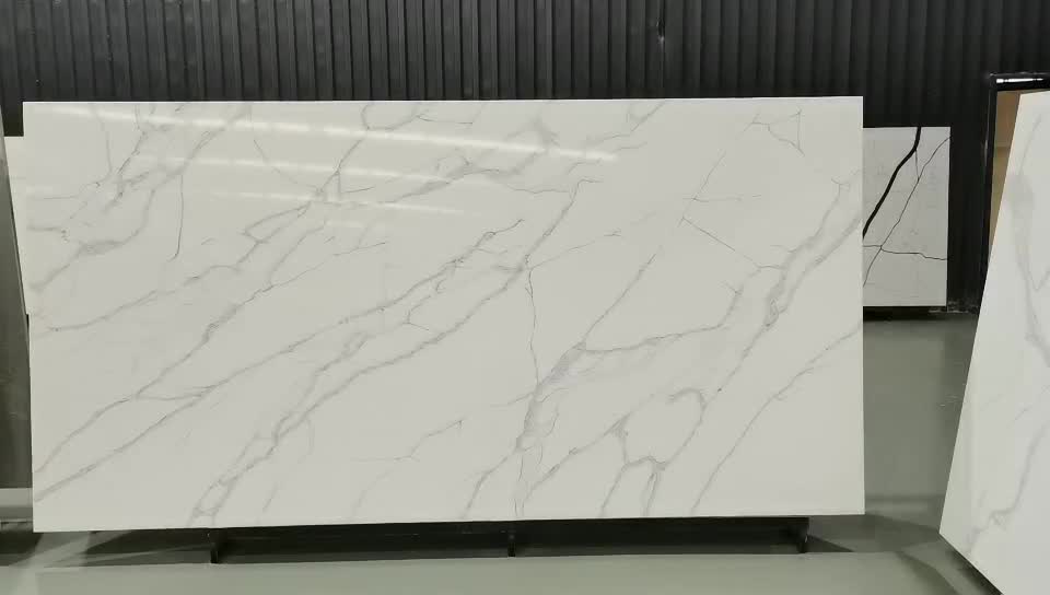 GOLDTOP 5062 Calacatta Victoria White Quartz Kitchen Tops