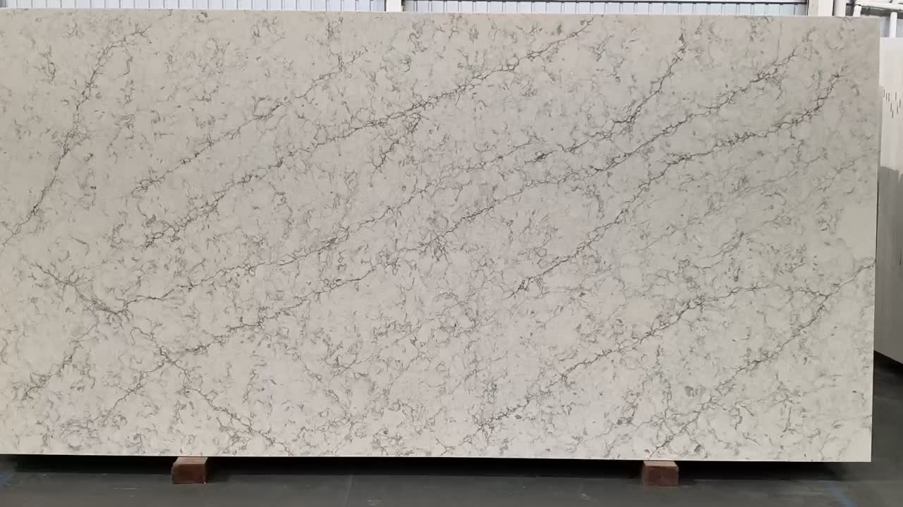 Ash Quartz -  Elegant Beige White Calacatta Quartz Slabs