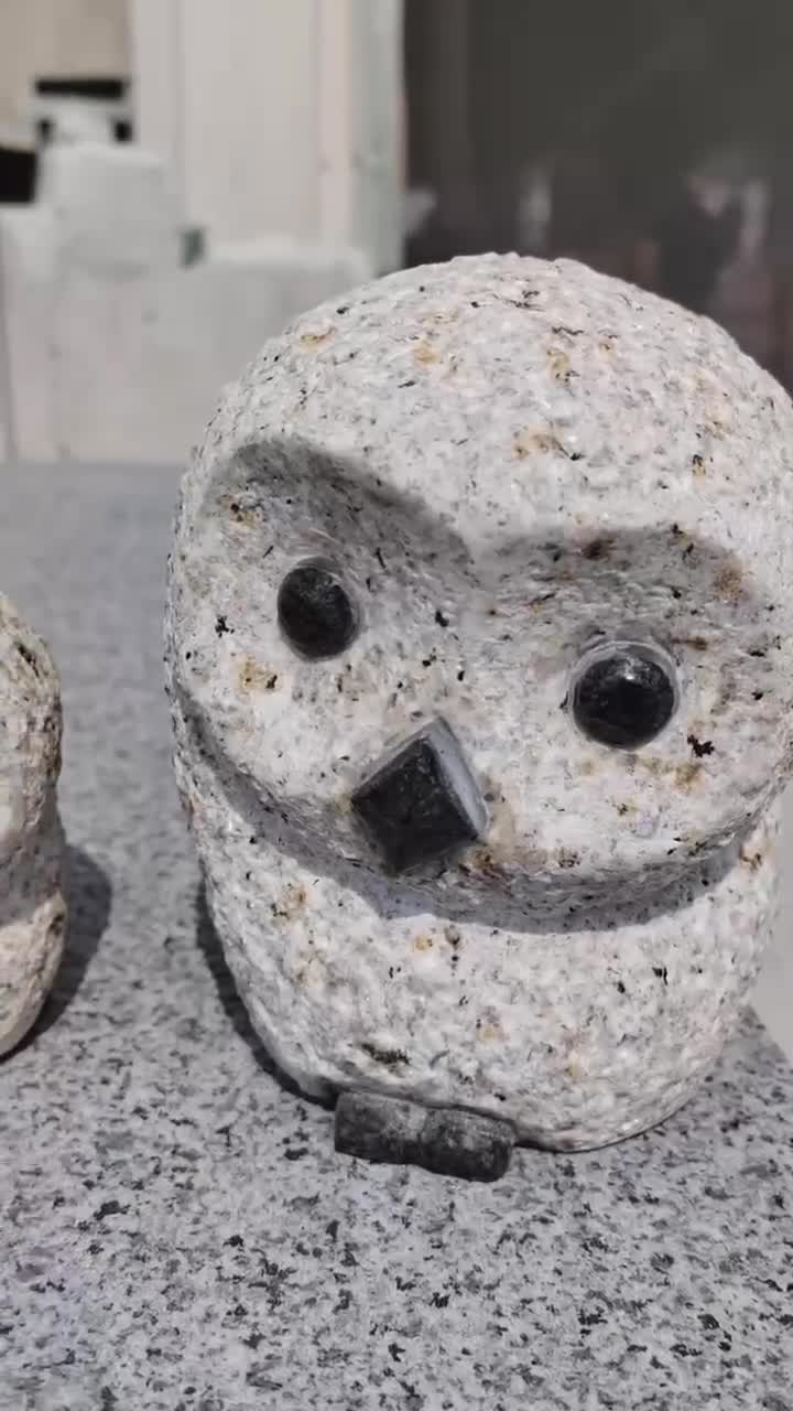 Beige Granite G682 Owl Animal Sculpture For Garden Decor