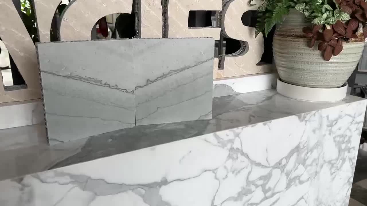Altantis Grey Marble Tile Laminated With Honeycomb Panels
