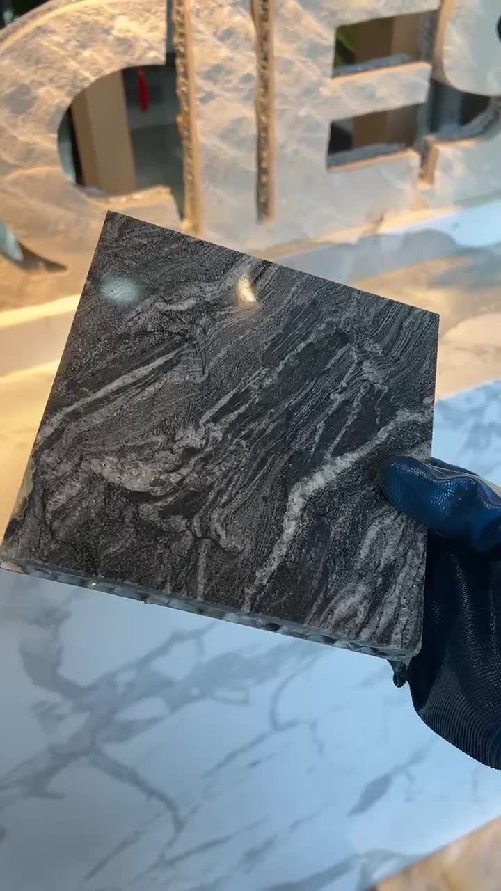 Iron Black Granite Laminated Honeycomb Backed Stone Panels
