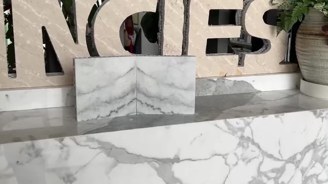 White Fusion Marble Tile Laminated With Honeycomb Panels