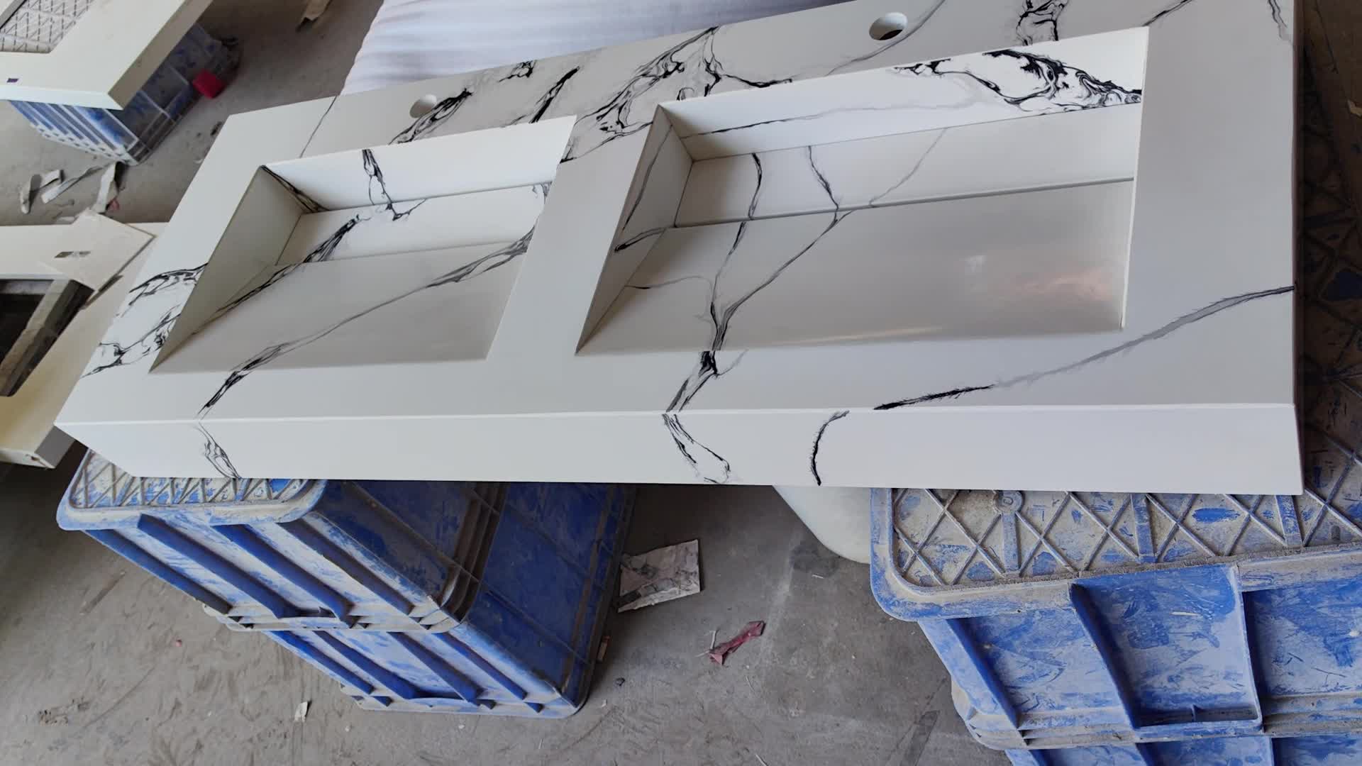 5089 Channel Quartz Table Top Artificial Stone Bath Unit Countertop