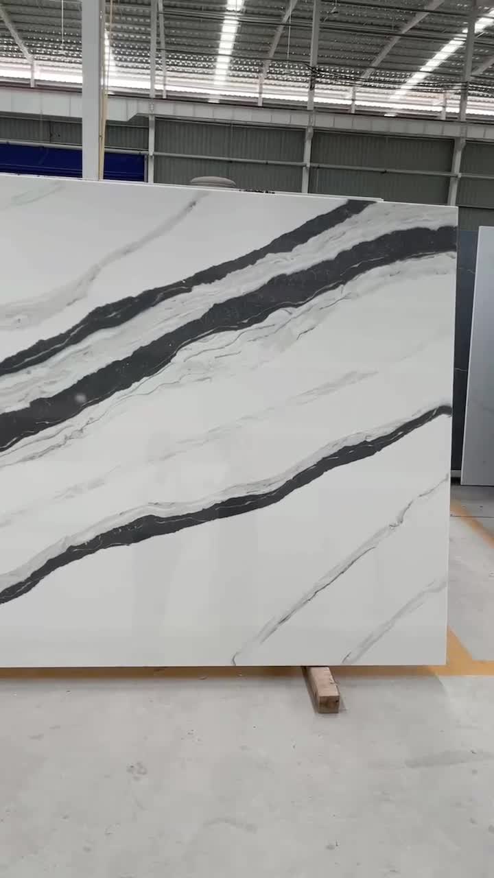 Artificial Stone Calacatta Panda White Quartz Slabs