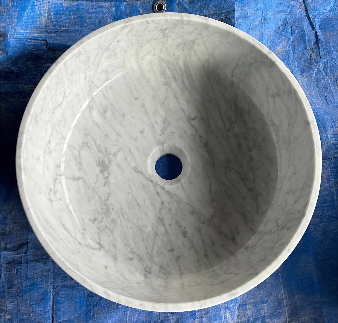 Bianco White Marble Round Wash Basins