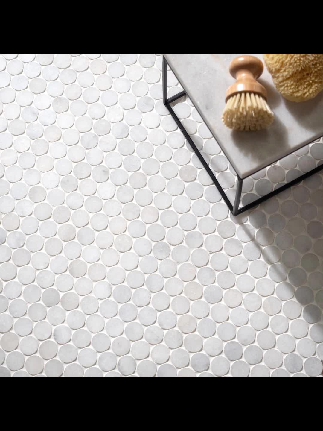Carrara White Marble Penny Round Mosaic Tiles