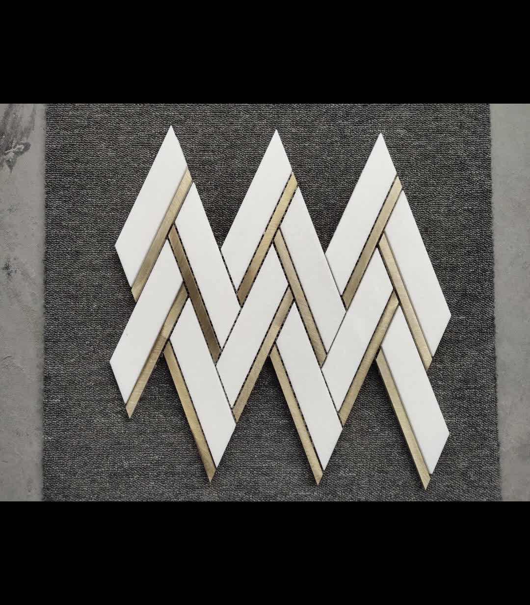 Natural Marble Herringbone Mosaic Tiles