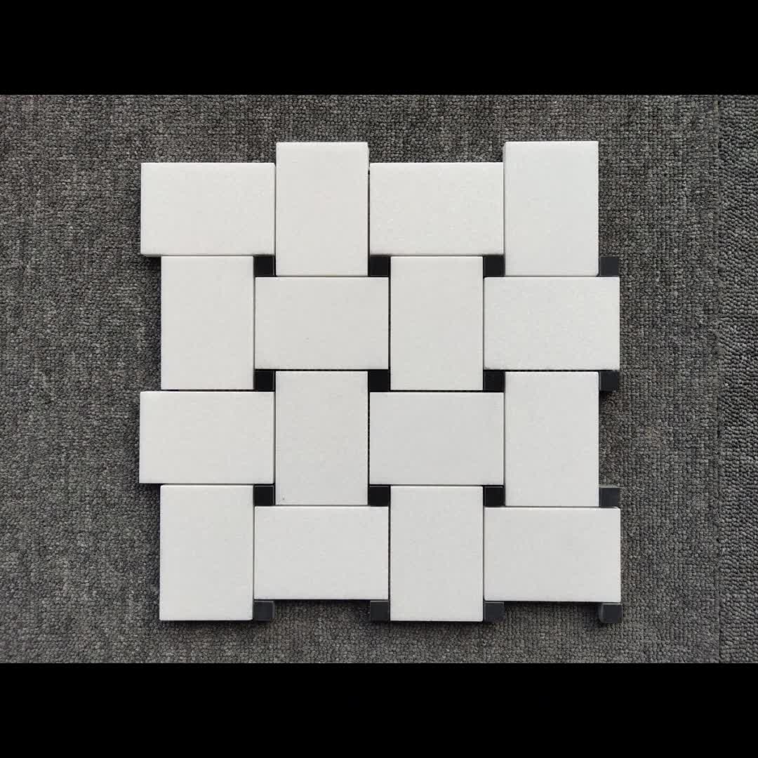 White Marble Large Basket Mosaic Tiles