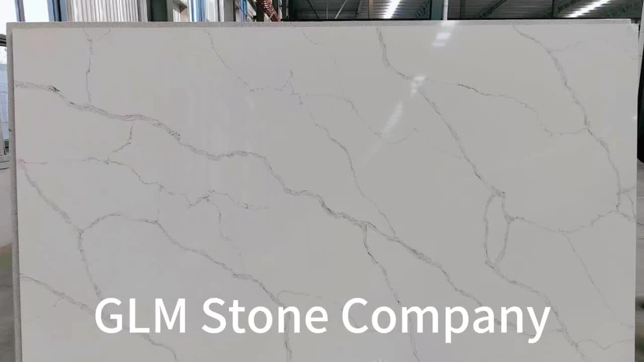 Popular Calacatta White Quartz Slabs With Black Veins