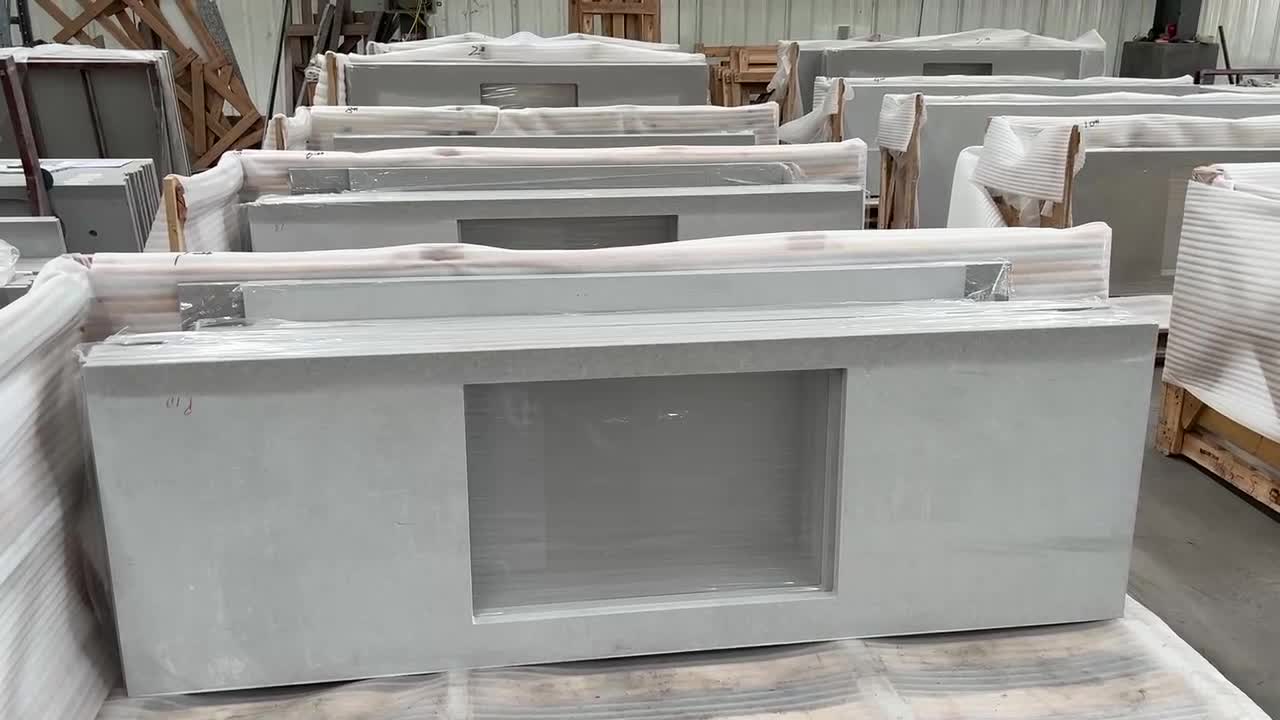 Jazz White Artificial Quartz Stone Bathroom Vanity Tops