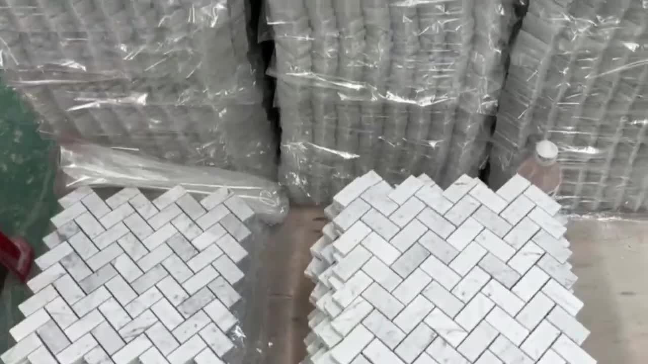 Custom Italy Bianco Carrara Marble Mosaic Tiles