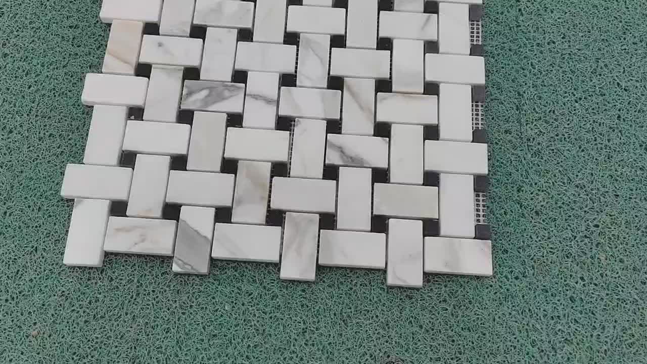 Fish Maw Gold Mosaic Calacatta Gold Marble Mosaic Tiles