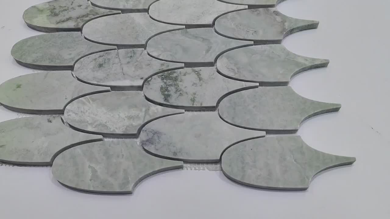 Fish Shaped Green Marble Mosaic Tiles