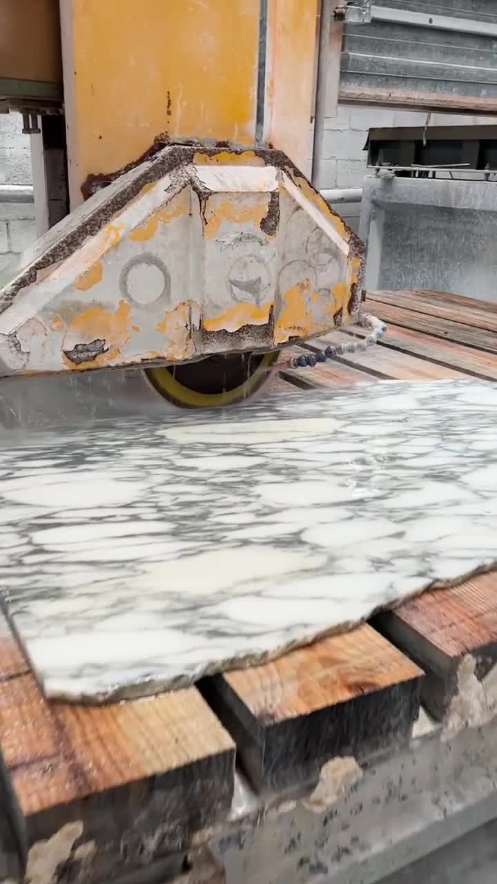 Italian Arabescato White Marble Plinth Coffee Table