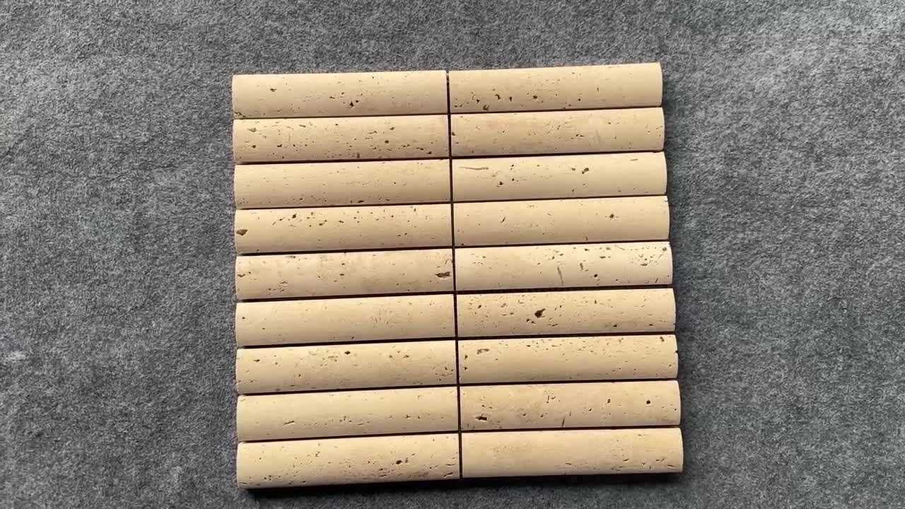 Ivory Travertine 3D Flute Mosaic Wall Tile Mosaic Tiles