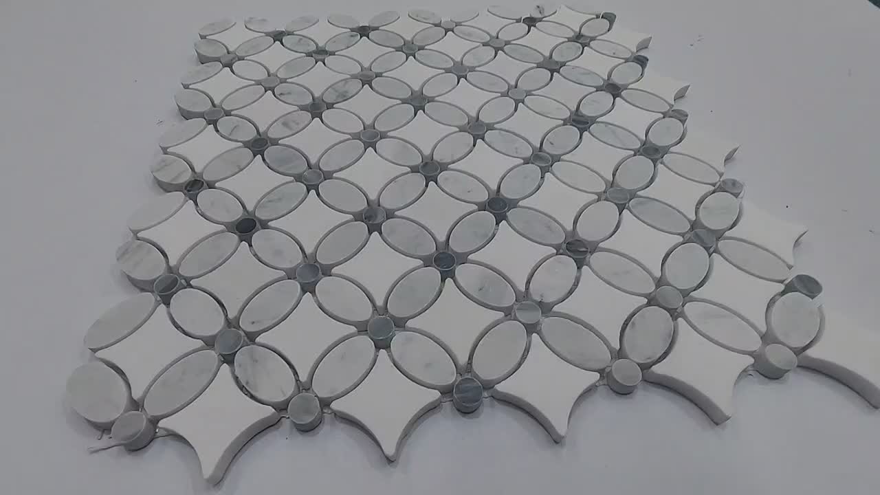 Petal Carrara And Crystal White Marble Mosaic Mosaic Tiles