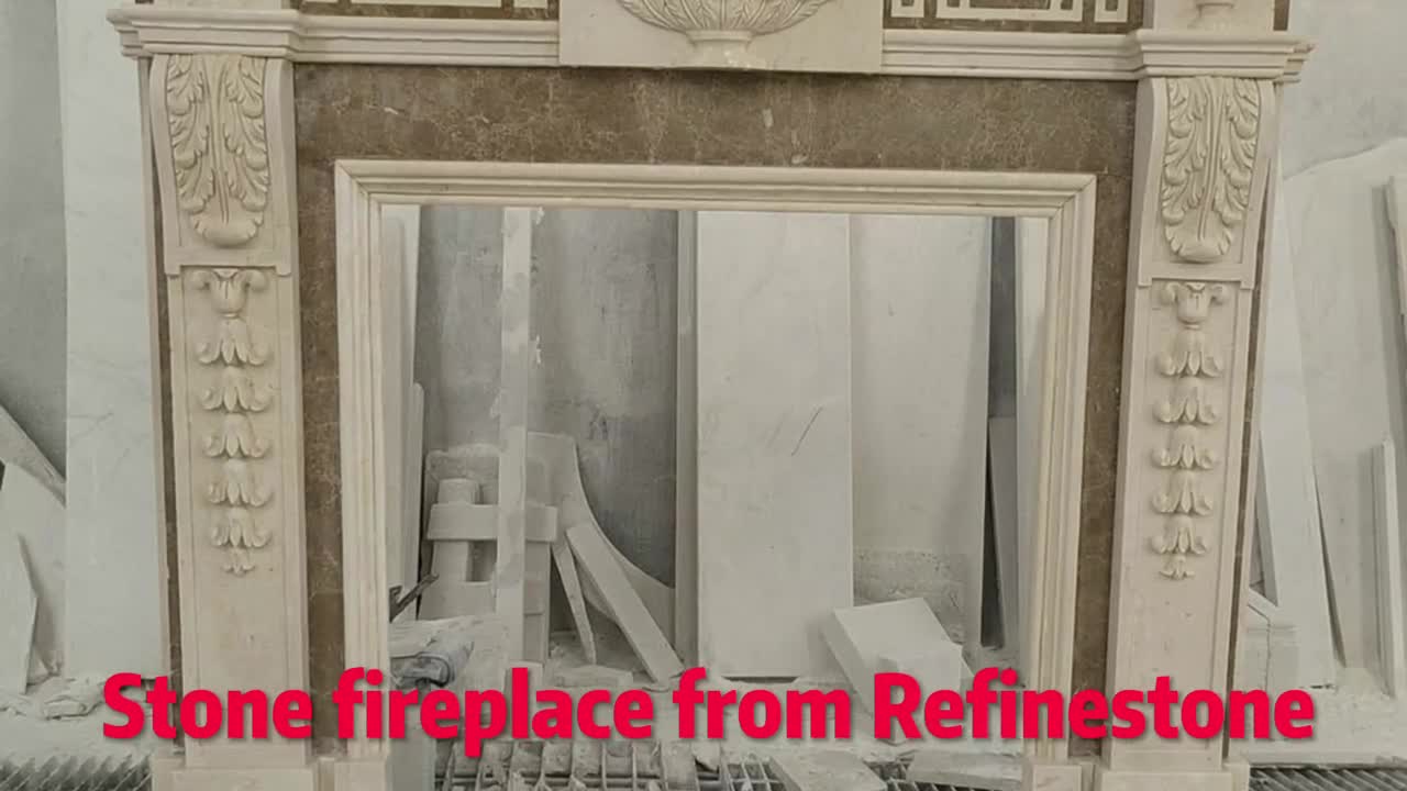 Modern Design White Limestone Fireplace Surround