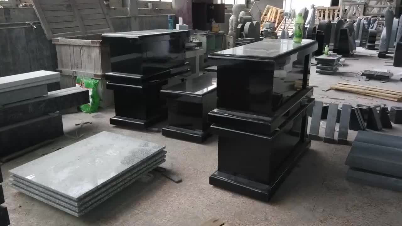India Black Granite Polished Cremation Memorial Bench Seat