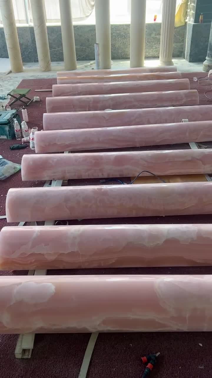 Pink Onyx Curved Column Panels