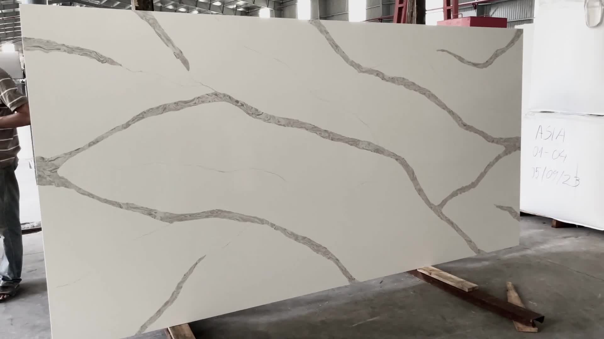 LQ-906 Calacatta Meliss Quartz Slabs Vietnam