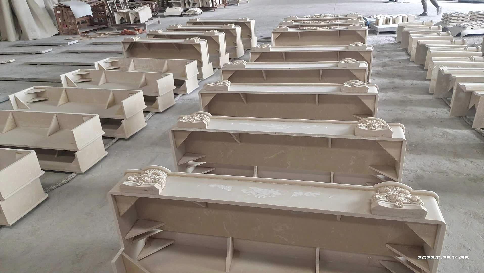 Beige Marble Indoor Fireplaces