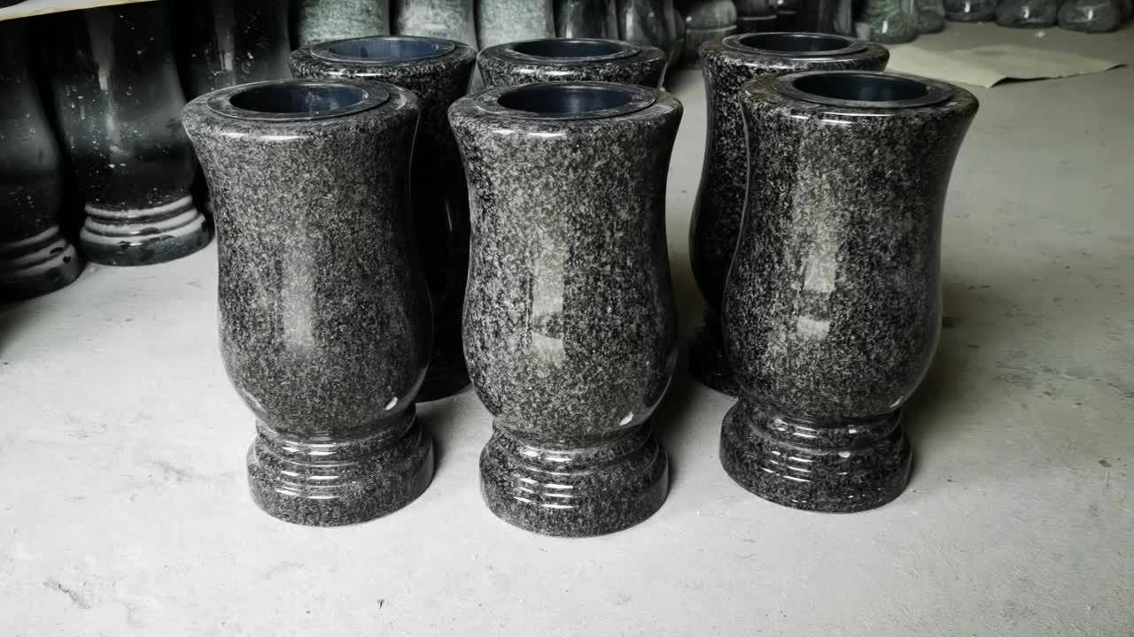 Black Granite Funeral Vases Monumental Accessories
