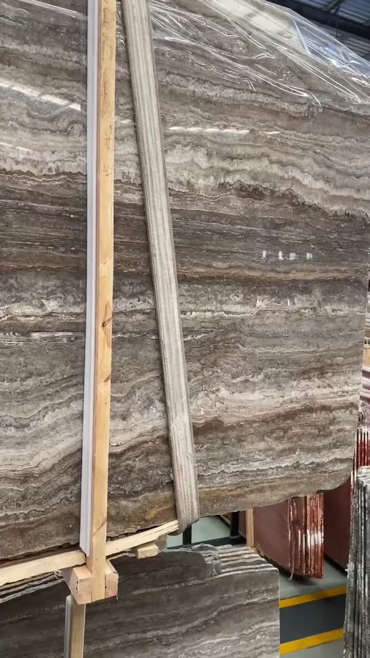 Polished Grey Silver Smoked Travertine Slabs For Wholesaling