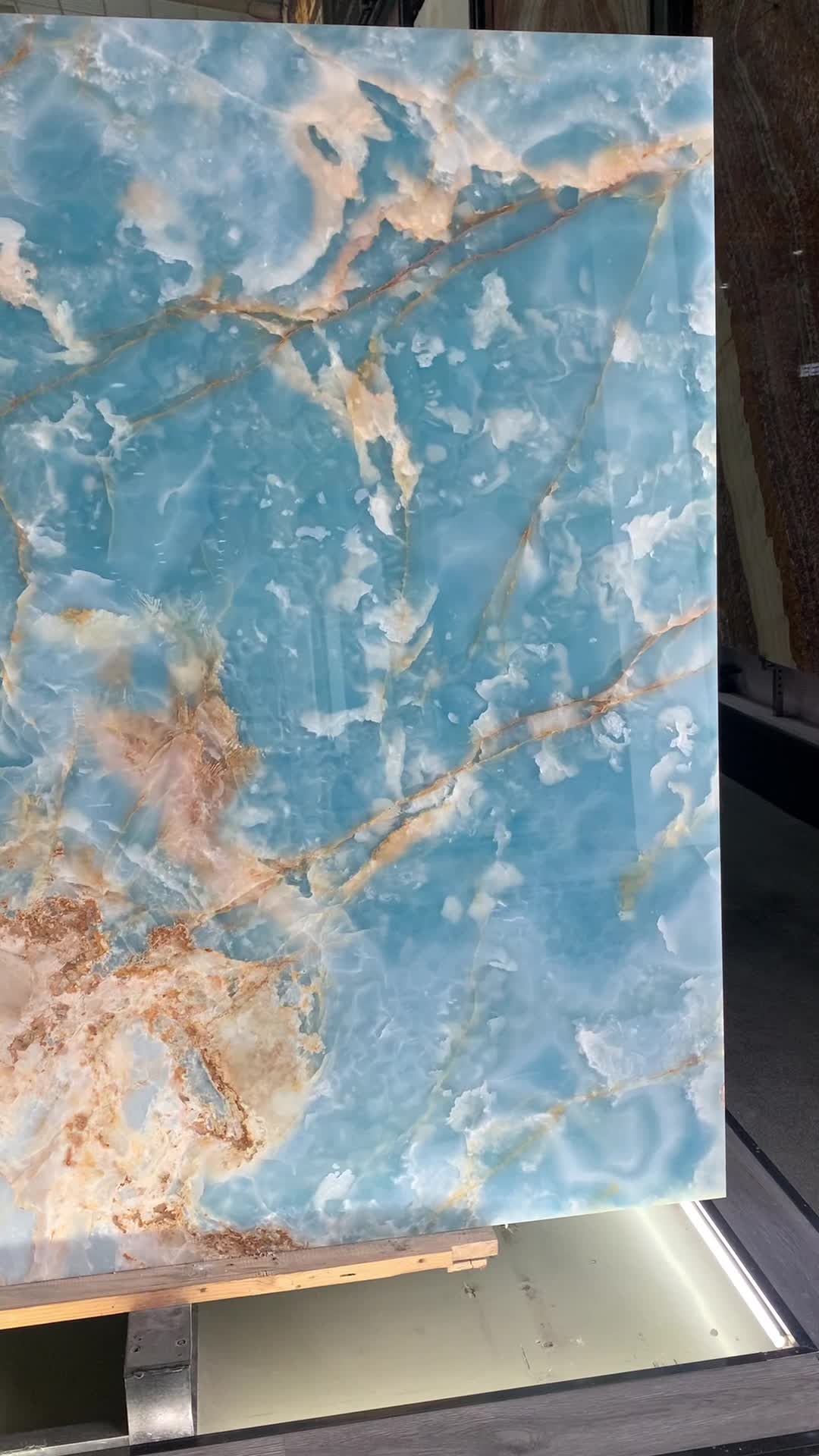 Translucent Golden Blue Onyx Slabs For Wall Panel