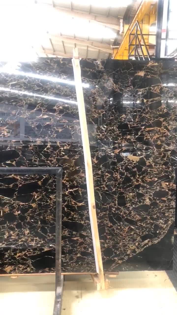Fantasy Black Gold Flower Marble Slabs