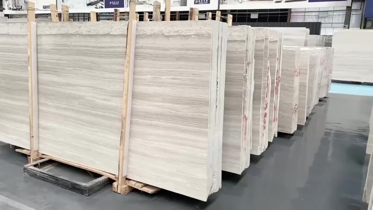 White Wood Marble Slab Wall Tiles