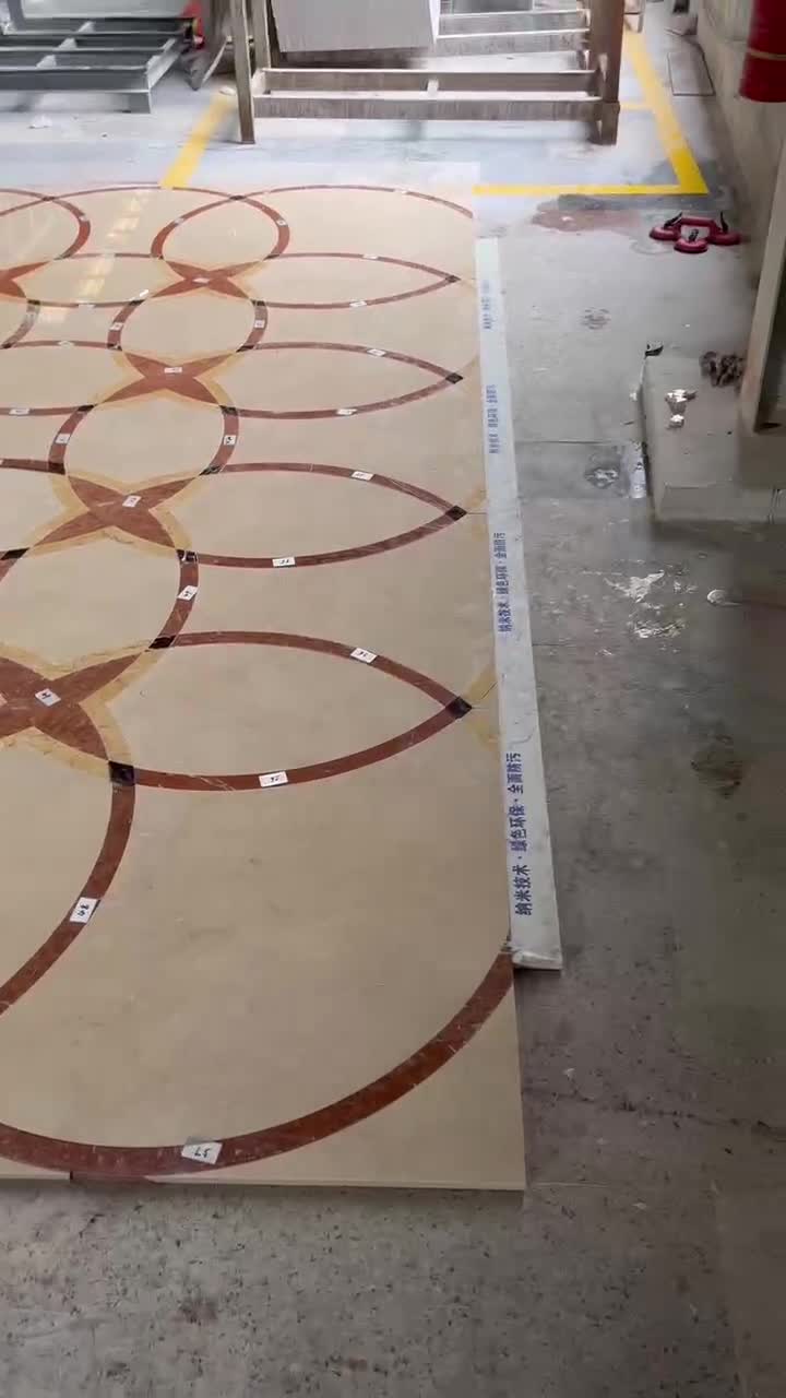 Beige Marble Floor Pattern Square Medallions