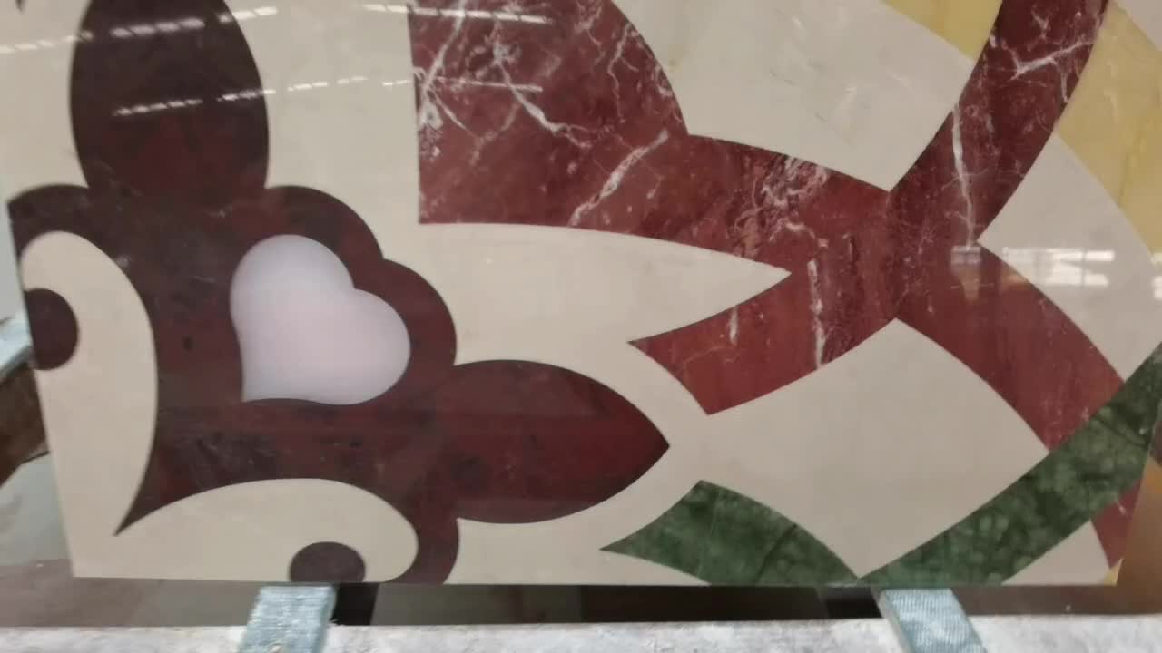 Beige Marble Waterjet Inlay Floor Medallions For Hotel