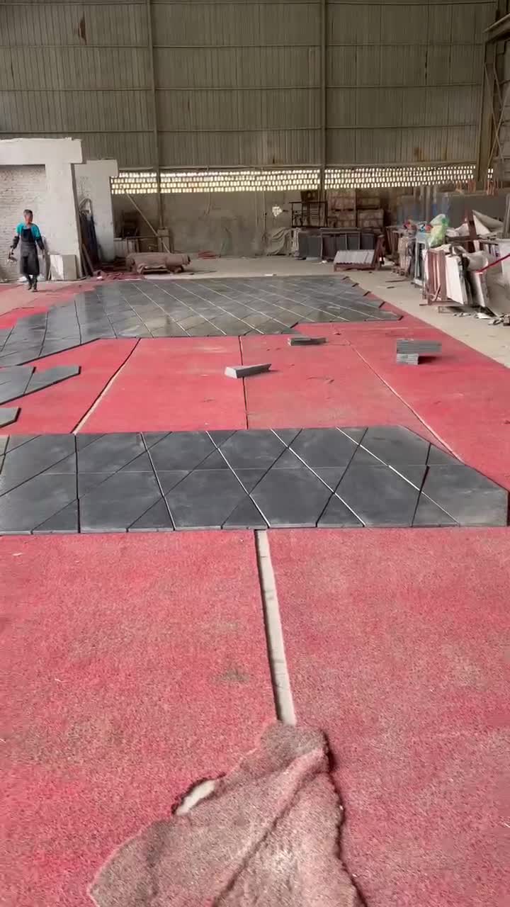 Leather Angola Black Granite Tiles For Indoor Floor