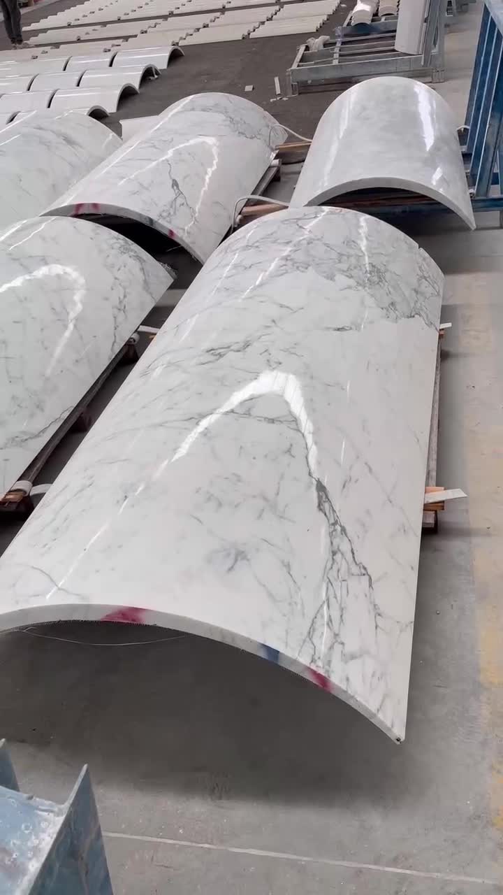 Snow White Marble Veneer Column Carved