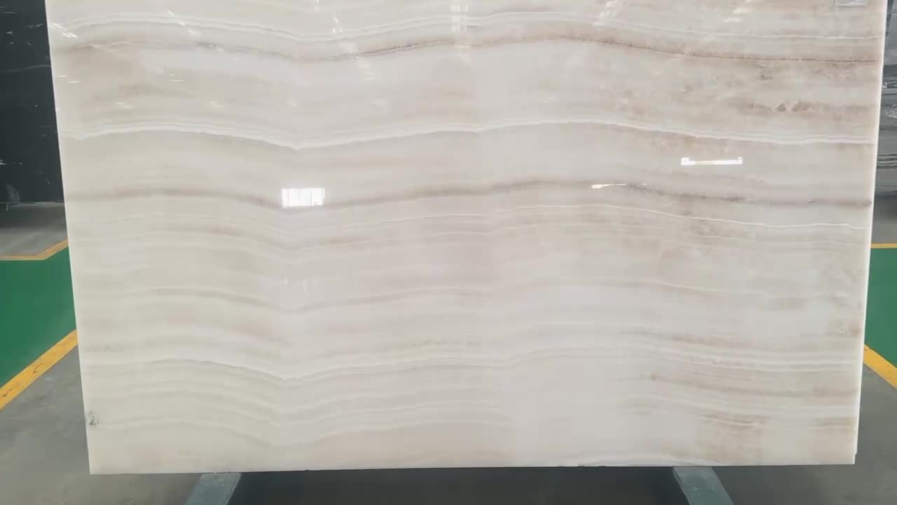 Straight Grain White Onyx Slab Stone For Floor