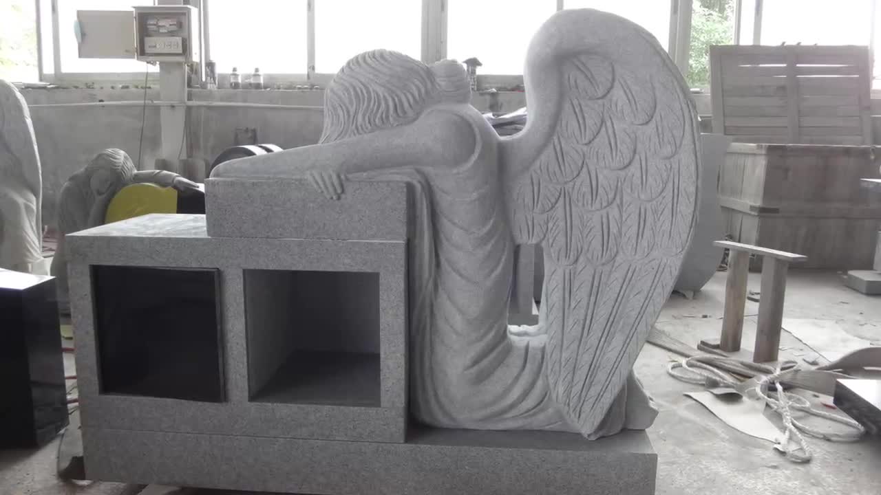 Georgia Grey G633 Granite Kneeling Angel 2 Niche Columbarium
