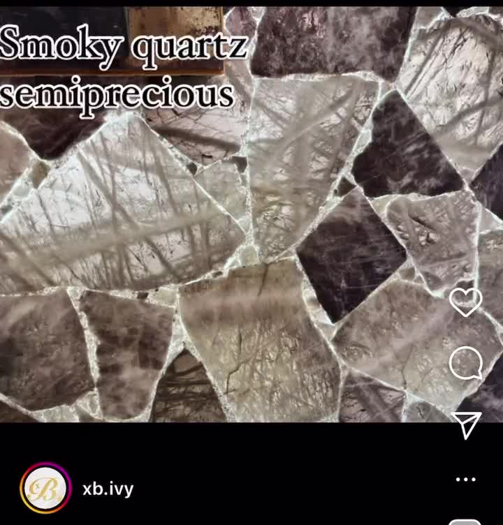 Smoky Quartz Semiprecious Stone Panels, Smoky Lighting Wall Panel